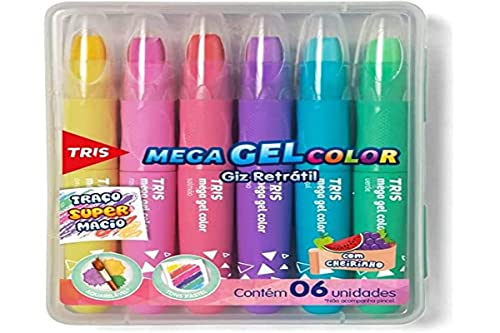 Giz Retrátil Mega Gel Color - Pastel - 6 Cores - Tris