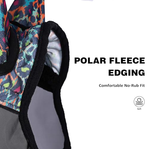 Harrison Howard Pro LumiVista Horse Half Face Fly Mask Large Eye Space with Ears UV Protection for Horse Iridescent Prints M by Harrison Howard - Used condition - Image 7