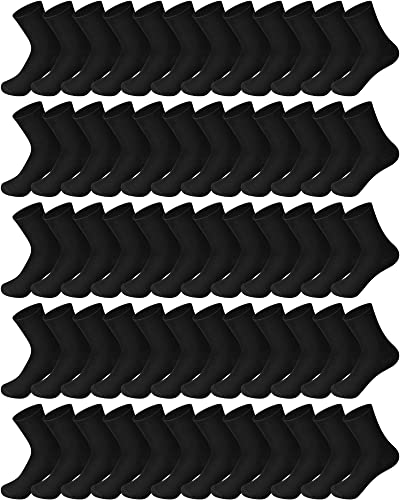 Vabean 60 Pairs Crew Socks Bulk Cotton Antislip Wicking Soft Calf Socks for Men Women Unisex Hiking, Size 6-11
