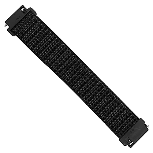 Uhrbanddealer 22mm Damen Herren Uhrenarmband Quick Relase Schnellwechsel Nylon Ersatzband mit Klettverschluss Schwarz Set 084922 Cover