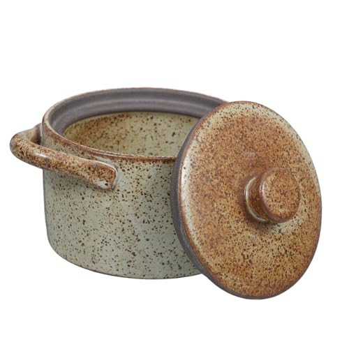 VALICLUD Olla De Cerámica Vintage Para Guisos Con Tapa, Cuenco Pequeño Para Cocinar Al Baño María, Resistente Al Vapor, Adecuado Para Familias Pequeñas y Preparación De Sopas