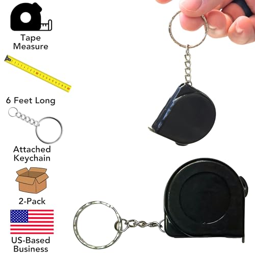 Harrier Hardware 6-Foot Long, 2-Pack, Tape Measure Keychain, Black, EDC Portable - Thumbnail 5
