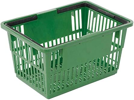 Plastic Shopping Basket with Plastic Handle, Standard, 17"L X 12"W X 9"H, Green - Lot of 12