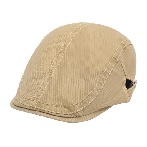 Image of ZLYC Men Cotton Flat Cap Summer Scally Ivy Gatsby Newsboy Beret Driver Cabbie Hunting Hat