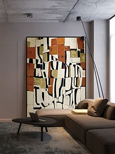 Wall Art For Bedroom Above Bed, Simple Geometric Color Block Modern Hand Painted Oil Paintings Abstract Thick Texture Original Artwork Canvas Wall Art Knife Mural For Living Room Office Home Decor,10 #TOP1