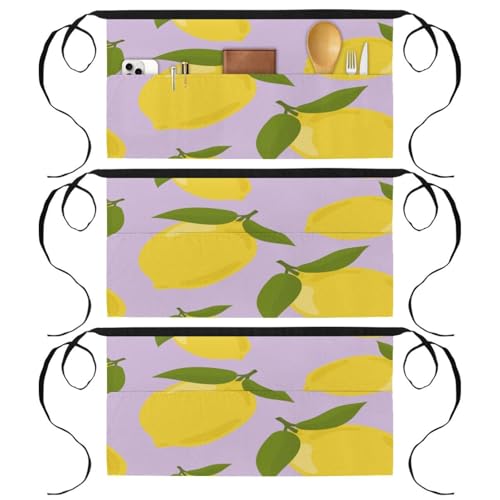 Demi-tablier pour cuisine et pâtisserie lavable avec poches de rangement pour restaurateur