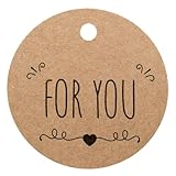 Valentine Tags,100PCS for You Tag Kraft Paper Gift Tag,Price Tag with 100 Feet String for Craft Projects and Wedding Party Favors