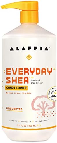 Alaffia - Everyday Shea Conditioner, Normal to Very Dry Hair, Moisturizing Support to Balance pH for Protected, Luxurious Locks with Shea Leaf and Butter, Fair Trade, Unscented, 32 Ounces