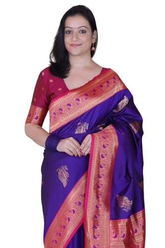 Image of SGF11 Women's Kanjivaram Pure Soft Silk Saree With Blouse Piece