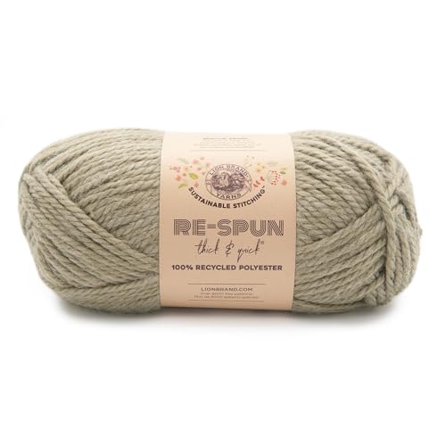 Image of Lion Brand Yarn, Re-Spun Thick & Quick Yarn, Olive Branch, Green, 1 Pack