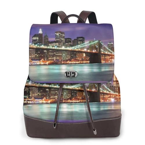 SMSJTMWHN Borsa a tracolla da donna in morbida pelle con stampa notturna di New York, multifunzionale, elegante, da viaggio, università, shopping, viaggio