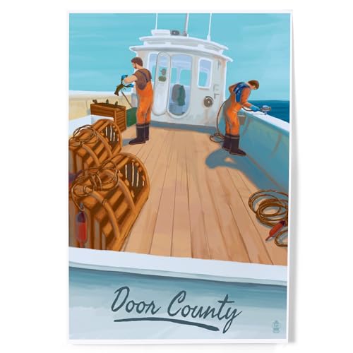 Lantern Press Door County Lobster Boat Wall Art 8x12