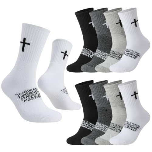 Christian Cross Socks for Men, 4 Pairs