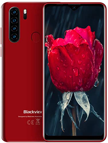 Blackview A80 Pro 4G Móviles 2020, Android 9.0 Smartphone Libres Face ID, 6,49 HD Display, 4GB +64GB, 4680mAh Batería Telefono Dual SIM, Móvil Libre 128GB TF Ampliable 13MP + 8MP (EU Versión) Rojo