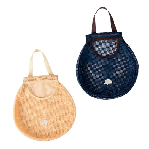 Unomor 2Pcs Hollowed out Mesh Tote Bags Hanging Pouch for Fruit Vegetable Storage Reusable Grocery Bags for Kitchen Shopping
