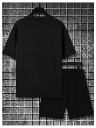 SOLY HUX Men's Tracksuits Color Block Print Short Sleeve Tee and Drawstring Shorts Summer 2 Piece Sets3