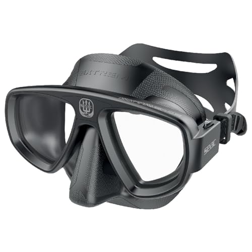 SEAC Extreme 50, Maschera da Subacquea e Pesca in Apnea con Lenti Ottiche Opzionali Unisex Adulto, Nero, Taglia Unica