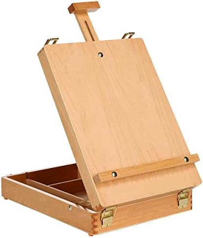 DARENYI Wooden Table Box Easel, Adjustable Easel Wood Table Sketch Box Easels, Portable Art Easel for Painting and Drawing