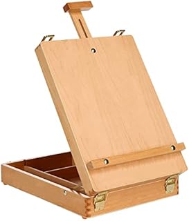 DARENYI Wooden Table Box Easel, Adjustable Easel Wood Table Sketch Box Easels, Portable Art Easel for Painting and Drawing