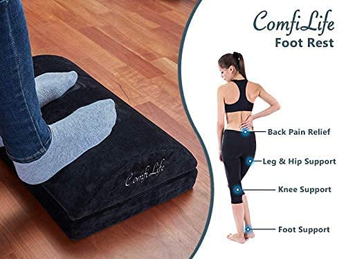 Comfilife Gel Enhanced Seat Cushion & Foot Rest Bundle - Office Chair Cushion & Foot Rest For Under Desk - Back Pain & Sciatica Relief - Memory Foam (Gray + Black) #TOP5
