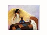 African American Black Guardian Angel Boy Praying Wall Picture 8x10 Art Print