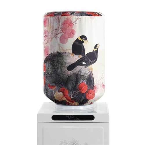 5 Gallon Water Dispenser Bucket Dust Cover, Stretchy Fabric Water Barrel Decorative Covers, Flowers Birds Water Dispenser Bottle Protective Sleeve Suit for Home Office Hotel (Magpie)