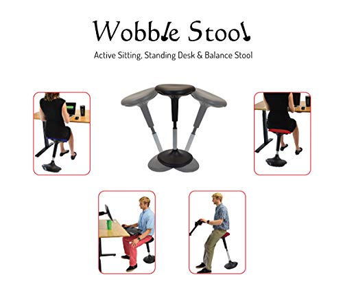 Wobble Stool Standing Desk Chair Ergonomic Tall Adjustable Height Sit Stand-Up Office Balance Drafting Bar Swiveling Leaning Perch Perching High Swivels 360 Computer Active Sitting Black Saddle Seat #TOP2