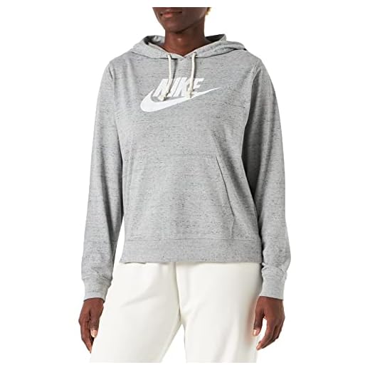 Nike Femme W Nsw Gym Vntg Gfx Easy Po Hoodie Veste, Dk Grey Heather/White, L EU