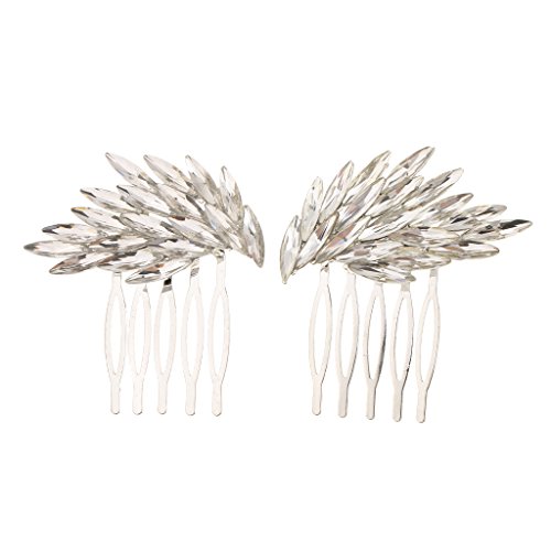 Baoblaze 2Pieces Bridal Hair Accessories Hair Comb Wedding Hair Pieces Bride Bridesmaid - Angel Wings - Silver #TOP3