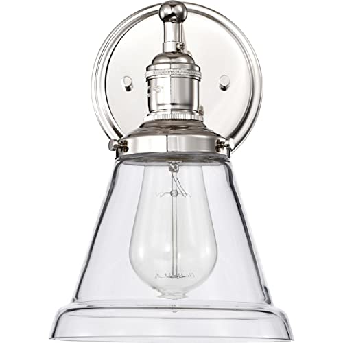 Image of Nuvo Lighting 60 /5412 Vintage Incandescent One Light Wall Sconce Clear Glass with Step Polished Nickel