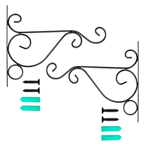 HH-LIFE 2 pcs Black 10 inch /25cm Decorative Iron Metal Wall Hook Plant Hanger Bracket Shepherds Hook Gardening,Indoor Outdoor Hook Hanger for Bird Feeders, Planters, Lanterns, Wind Chimes Cover