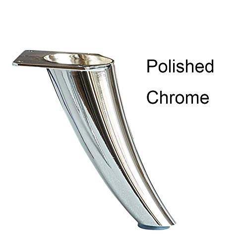 Furniture Cabinet Legs 4.3/5Inch Zinc Alloy Couch Legs, Curved Rounded Foot Polished Chrome – Pack Of 4, Silver #TOP4