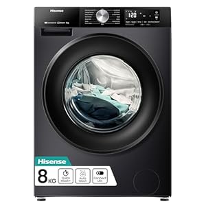 Hisense 3S WiFi Series WF3S8043BB3 8 KG Front Load Washing Machine Durable Inverter, Steam Wash, Quick Wash, 19 Programmes 1400 RPM White Energy Rating A