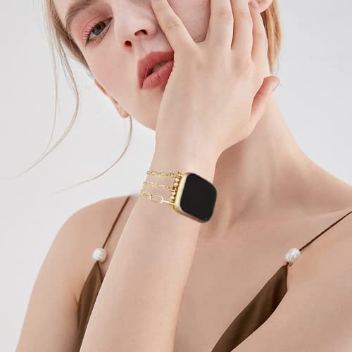 Morwlat Gold Chain Bracelet Compatible For Apple Watch Band 41Mm 40Mm 38Mm Series 8 7 Se 6 5 4 3, Women Fashion Slim Jewelry Metal Apple Watch Band Chain Bracelets For Iwatch Bands Series 2 1 #TOP3