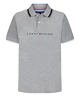 Tommy Hilfiger Boys' Short Sleeve Premium Pique Polo Shirt, Button Closure, Soft & Comfortable, Tomas Stretch Grey Heather, 20