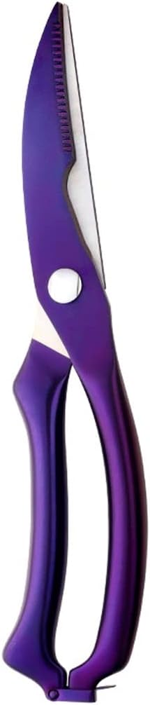 Kitchen Scissors Stainless Steel Kitchen Scissors Poultry Chicken Bone Scissor with Safe Lock Cutter Cook Tool(Purple silver)