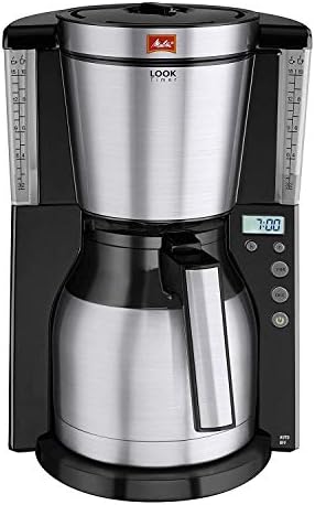 Melitta Filter Coffee Machine with Insulated Jug, Timer Feature, Aroma Selector, Look Therm Timer Model, Black/Brushed Steel, 1011-16