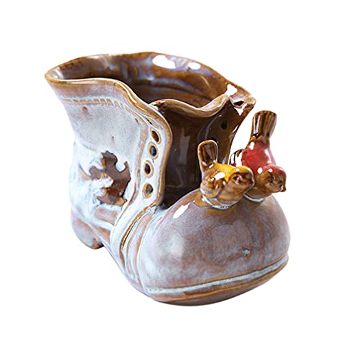 Ceramic Planter Pots Boot Vase Shoes Succulent Plant Flower Container Decor for Indoor Outdoor Cactus Herb Pot Random Style