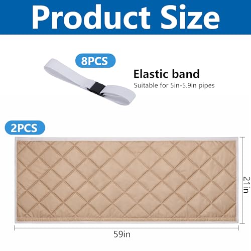 Image of Tlswshsy 2 Set Quilting Air Conditioner Hose Cover, AC Insulated Hose Cover Wrap with 8 Adjustable Buckle Straps, Portable Air Conditioner Hoses Sleeve for 5''-5.9 inch Diameter Exhaust Duct Vent (Beige)