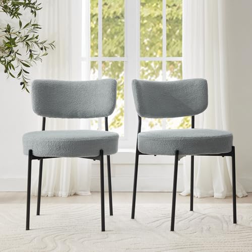 Seekverse Grey Boucle Dining Chair