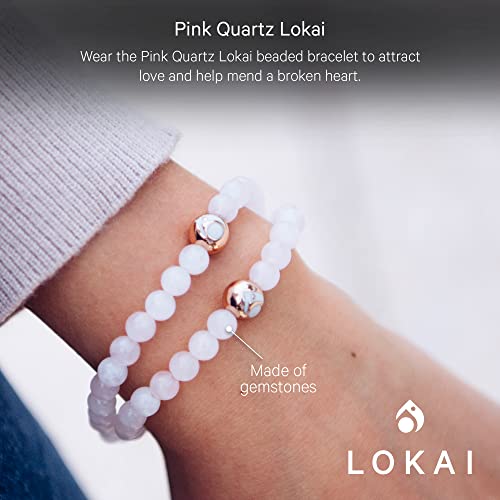 Lokai Gemstone Beaded Bracelet For Women & Men, Stone & Metal Collection - Rose Quartz, (Large, 7 Inch Circumference) - Crystal & Gemstone Jewelry Fashion Bracelet Slides-On For Comfortable Fit #TOP1