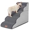 ZOMISIA Dog Stairs Ramp for High Beds Up to 25″, 5 Step Pet Stairs Grey
