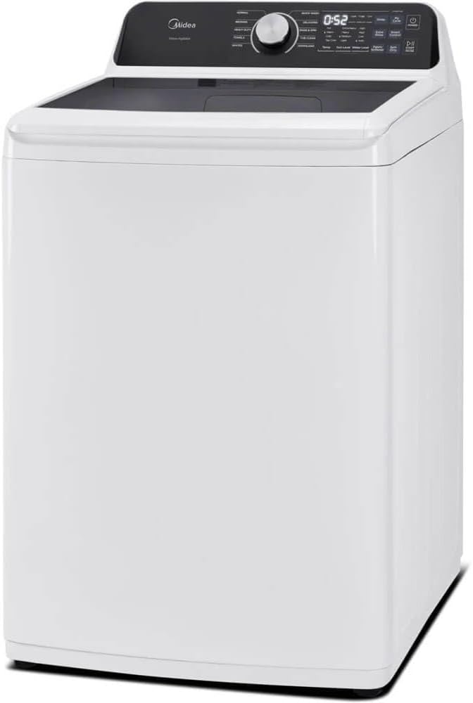 Midea MLTW44A4BWW 4.4 Cf Top Load Washer Agitator Stainless Tub