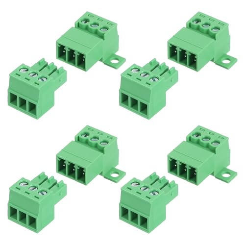 sourcing map 4 Set 3 Pin Screw Terminal Block Connector,3.5mm/0.14 Inch Pitch Male & Female PCB Mount Screw Terminal 300V 8A Green Terminal Block Connector for Home Electronic Project