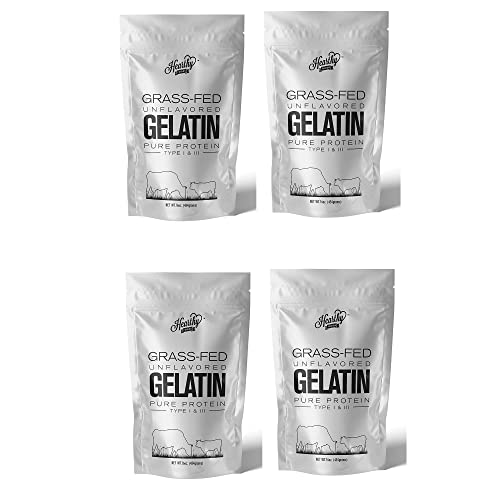 Hearthy Foods, Gelatin Grass-Fed Bone Broth Protein, with 100 Percent Bovine, 64 Ounces - Pack of 4
