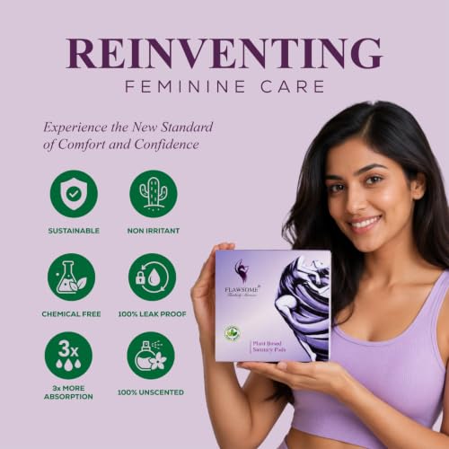 Image of Flawsome Ultra Soft Sanitary Pads| Plant Based, Biodegradable | 20 Pads - XL (320mm, Light-Medium Flow) | Rash-Free, Leak-Proof & Breathable | 100% Toxin-Free | Extra Absorbent with Disposal Pouch