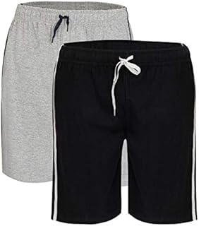 2 Pack Men's Cotton Lounge Wear Shorts With Elasticated Waist Super Soft Cosy Comfy Pyjamas Nightwear Loungewear PJs