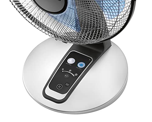 Bathindian 12'' Turbo Silence Extreme Electronic Table Fan, Top Carrying Handle,Compact Remote Control, 5 Speed Settings, Suitable For Bedroom, Living Room, Etc, Black #TOP4