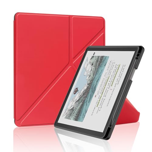 (2026発売)For New Kindle Scribe Colorsoft 2026 ケース カバー【HNWEIWEI 】 360°全面保護 11 インチ 三つ折スタンド多視角調整 PUレザー外装 裏地マイクロファイバー 磁気吸引 全面保護型 擦り傷防止 耐汚れ New Amazon Kindle Scribe Colorsoft タブレットカバー（レッド）の商品画像（Amazon）