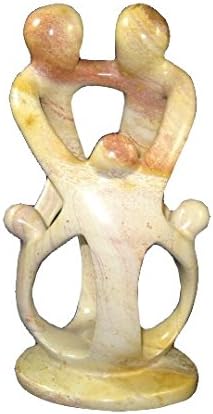 Family of Five Sculpture 20cm in Stone - African Fair Trade - Natural Soapstone